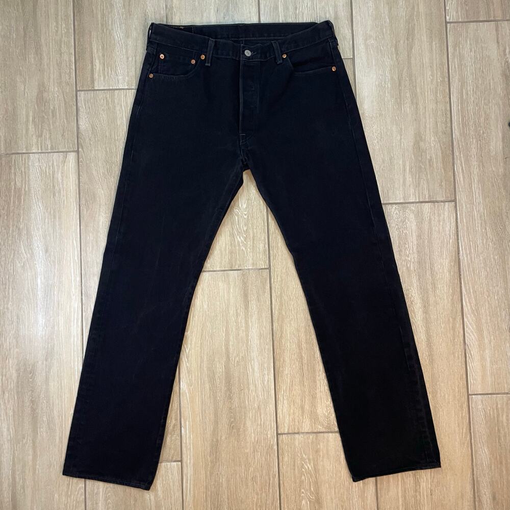 Levis 501 Original Straight Leg Button Fly Jeans Mens 36x34 Black Denim